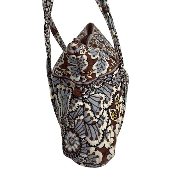 Vera Bradley Slate Blooms Brown/Blue Floral Cotton Quilted Zip Tote Shoulder Bag - Picture 7 of 10